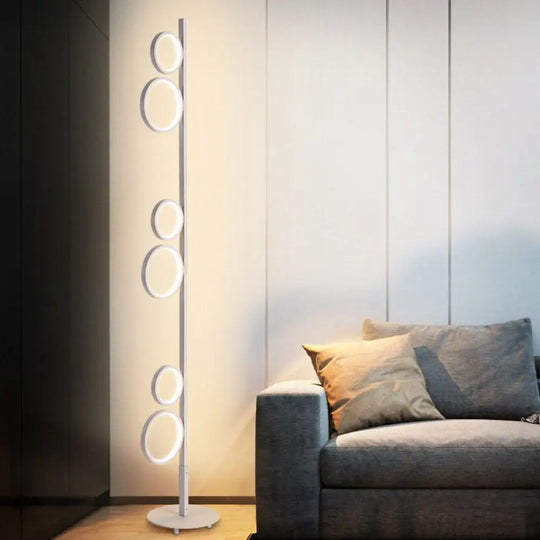 Nordic Acrylic Led Floor Lamp - Sphere Shape Stand Up Light Black/White/Gold Warm/White Lighting