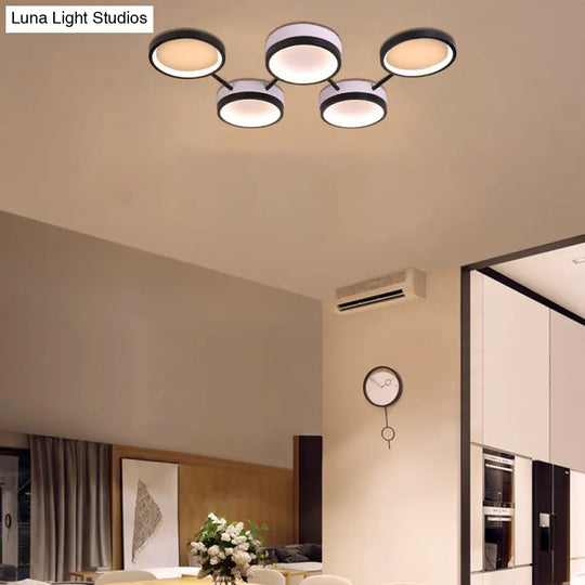 Nordic Acrylic Led Flush Light: Black Molecular Design 4/5 Light Options Warm/White Ideal For