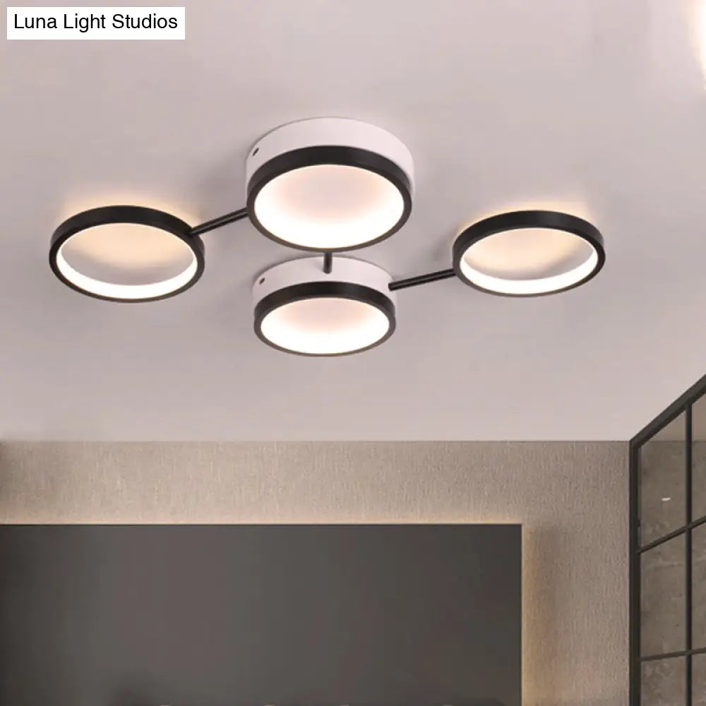 Nordic Acrylic Led Flush Light: Black Molecular Design 4/5 Light Options Warm/White Ideal For