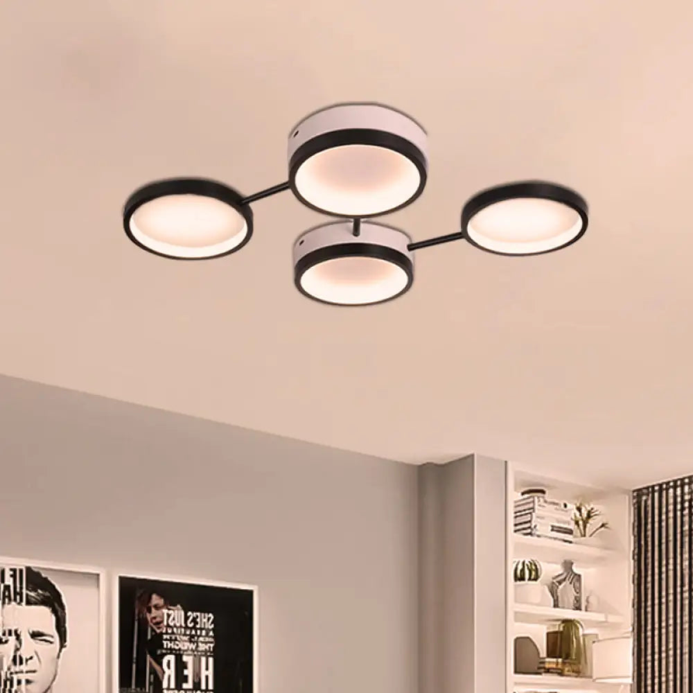 Nordic Acrylic Led Flush Light: Black Molecular Design 4/5 Light Options Warm/White Ideal For