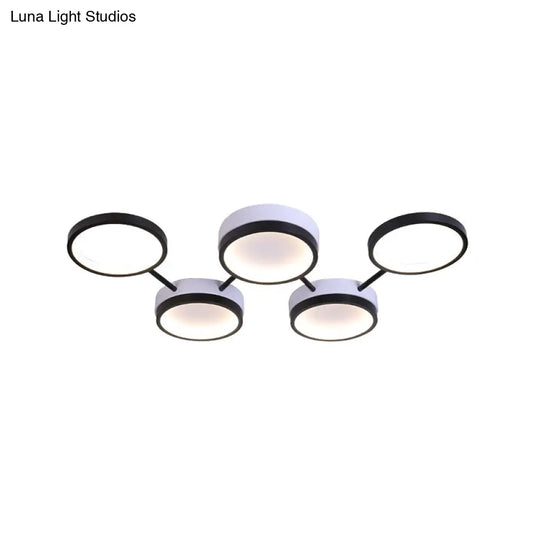 Nordic Acrylic Led Flush Light: Black Molecular Design 4/5 Light Options Warm/White Ideal For