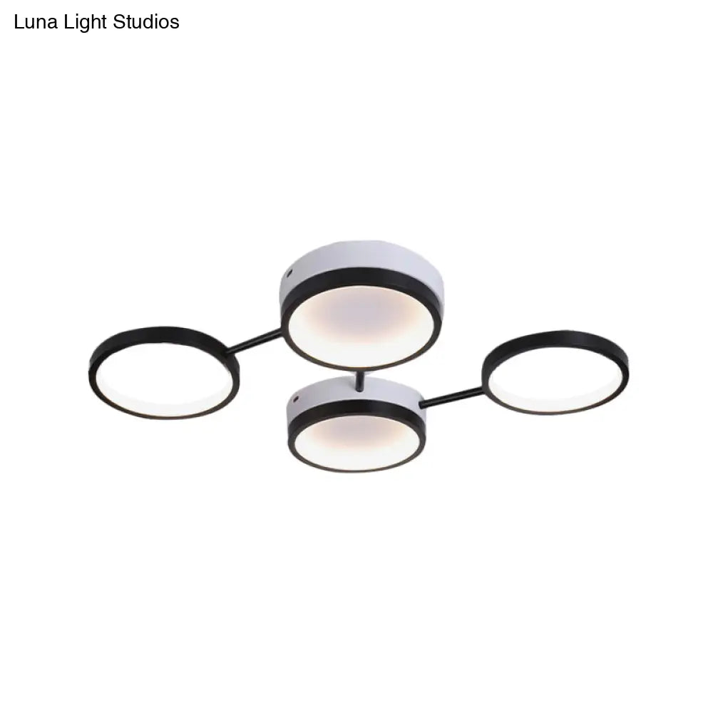 Nordic Acrylic Led Flush Light: Black Molecular Design 4/5 Light Options Warm/White Ideal For