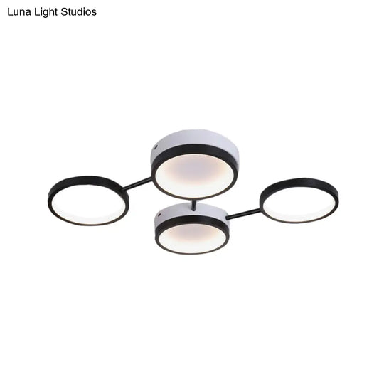 Nordic Acrylic Led Flush Light: Black Molecular Design 4/5 Light Options Warm/White Ideal For