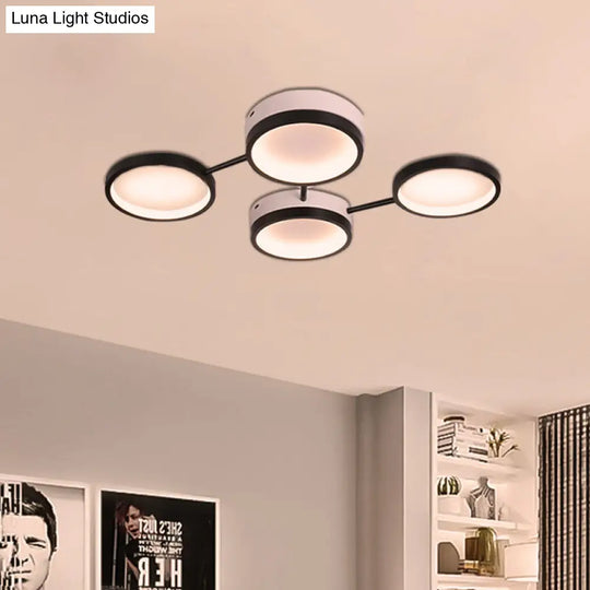 Nordic Acrylic Led Flush Light: Black Molecular Design 4/5 Light Options Warm/White Ideal For Living