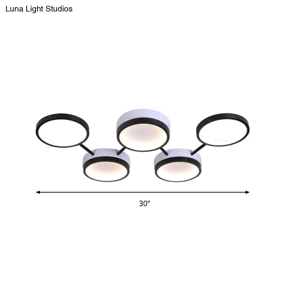 Nordic Acrylic Led Flush Light: Black Molecular Design 4/5 Light Options Warm/White Ideal For