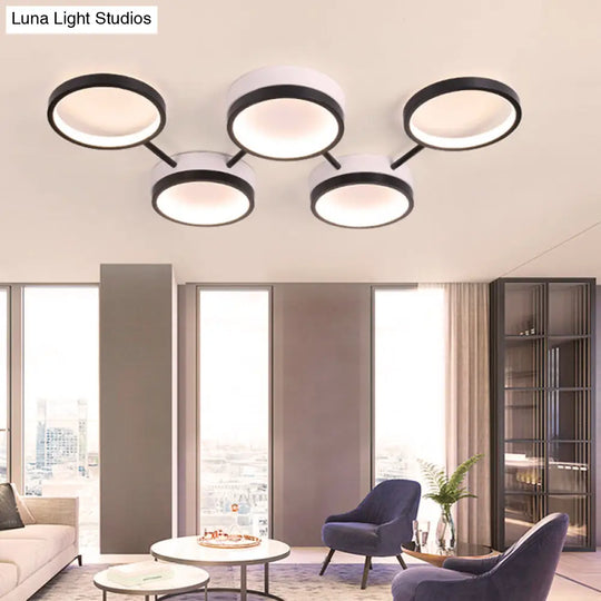 Nordic Acrylic Led Flush Light: Black Molecular Design 4/5 Light Options Warm/White Ideal For Living