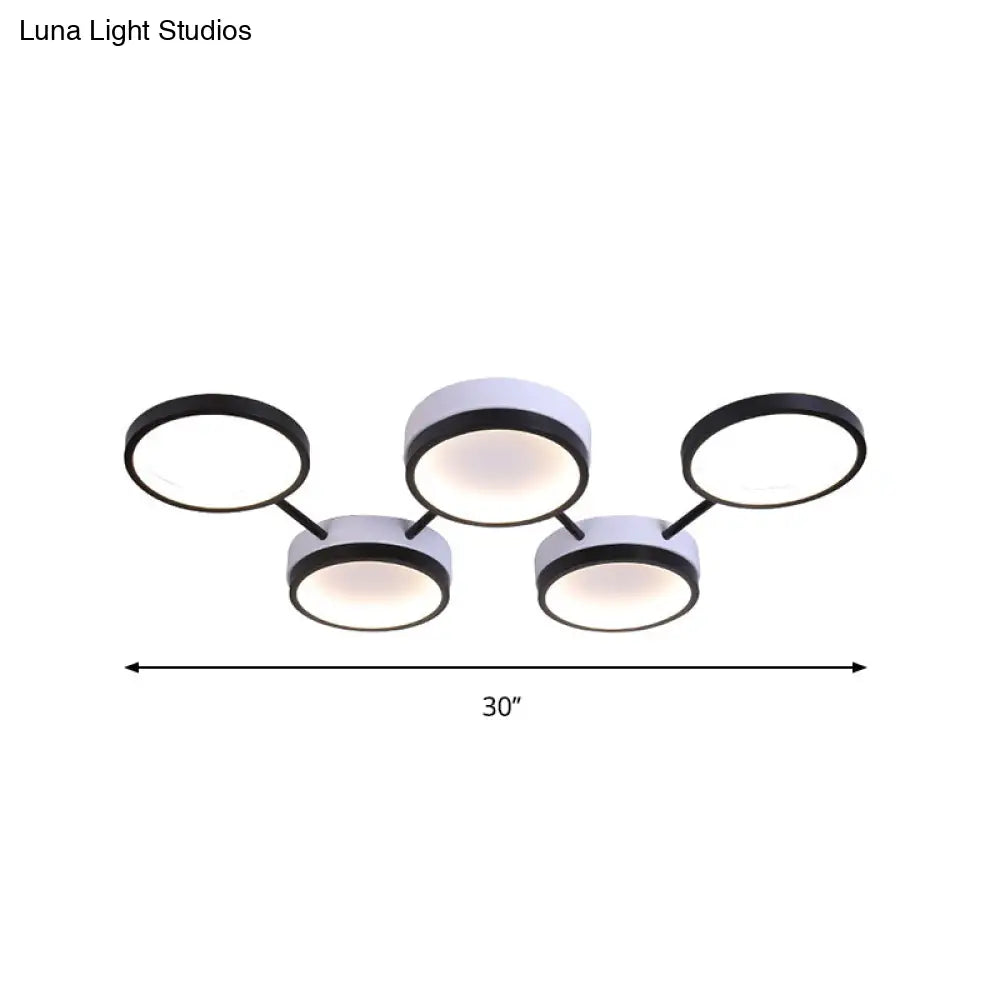 Nordic Acrylic Led Flush Light: Black Molecular Design 4/5 Light Options Warm/White Ideal For Living