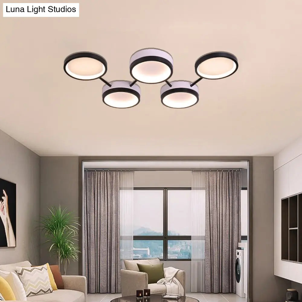 Nordic Acrylic Led Flush Light: Black Molecular Design 4/5 Light Options Warm/White Ideal For Living