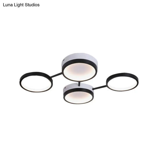 Nordic Acrylic Led Flush Light: Black Molecular Design 4/5 Light Options Warm/White Ideal For Living