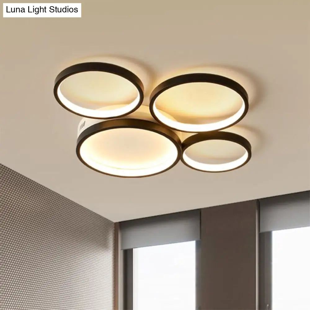 Nordic Acrylic Led Flush Mount Ceiling Light - Black Lamp For Bedroom