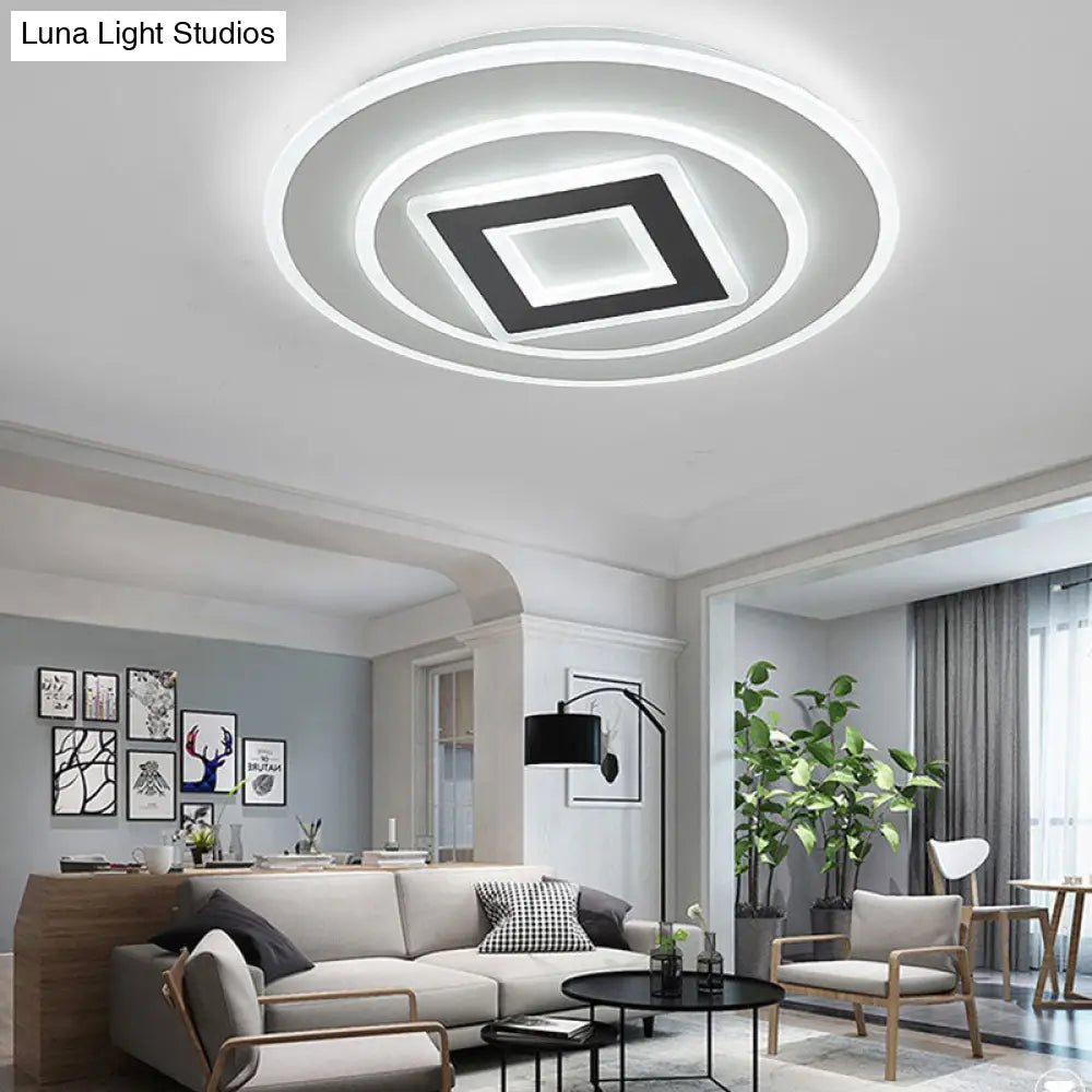 Nordic Acrylic Led Flush Mount Light With Remote Stepless Dimming - Available In Warm Or White