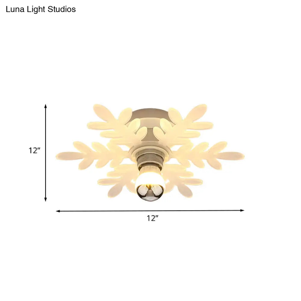 Nordic Acrylic Led Flush Mounted Lamp – Olive Branch Semi Flushmount 1 Head White/Warm Light For