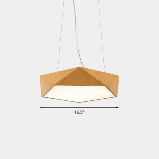 Nordic Acrylic Led Pendant Chandelier In Light Wood - Office Ceiling / 16.5 Natural