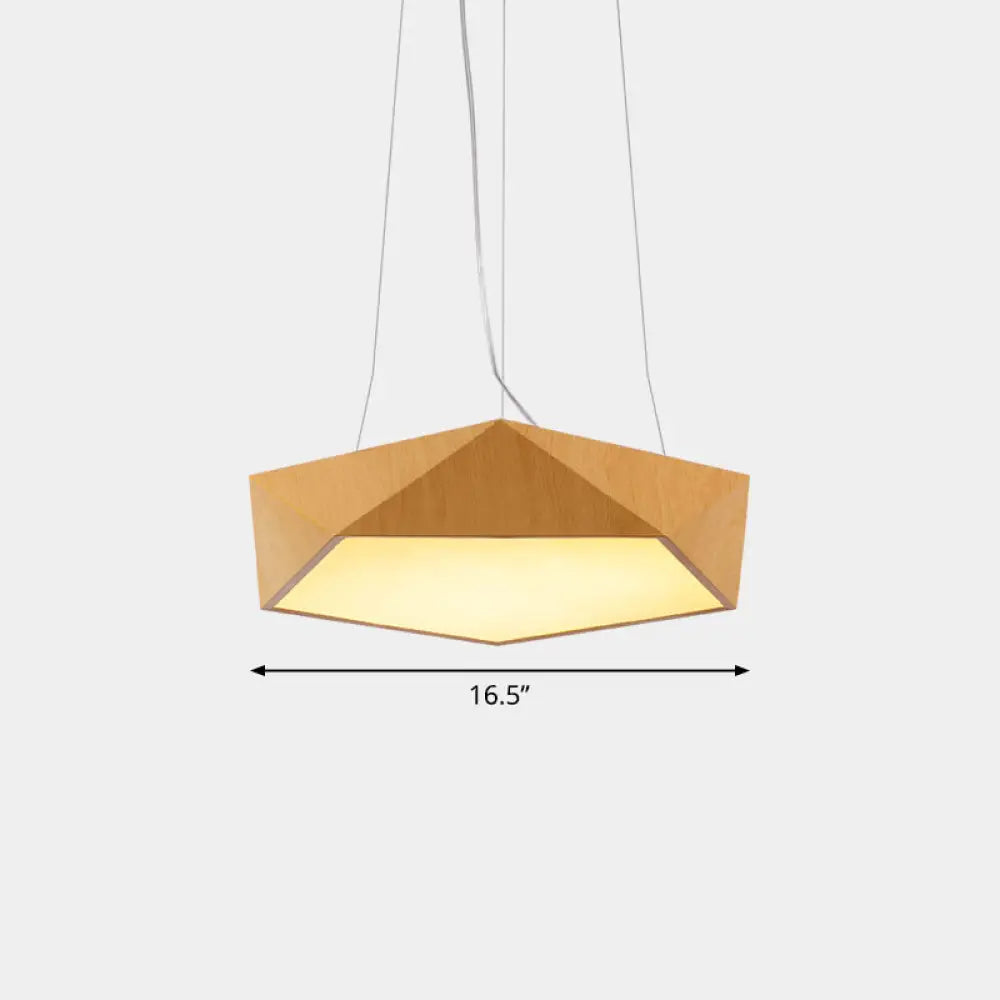 Nordic Acrylic Led Pendant Chandelier In Light Wood - Office Ceiling / 16.5 Warm