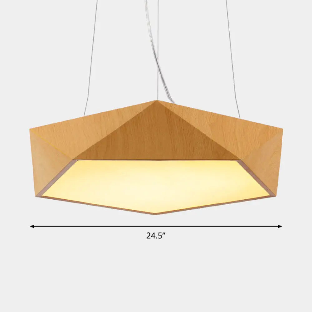 Nordic Acrylic Led Pendant Chandelier In Light Wood - Office Ceiling / 24.5 Warm