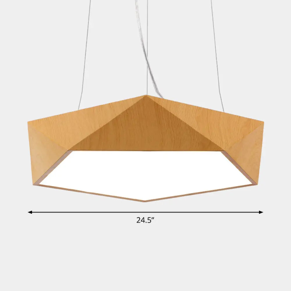 Nordic Acrylic Led Pendant Chandelier In Light Wood - Office Ceiling / 24.5 White