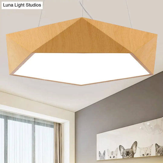 Nordic Acrylic Led Pendant Chandelier In Light Wood - Office Ceiling