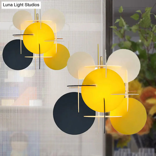 Nordic Acrylic Pendant Light With Colorful Disc Ceiling Fixture