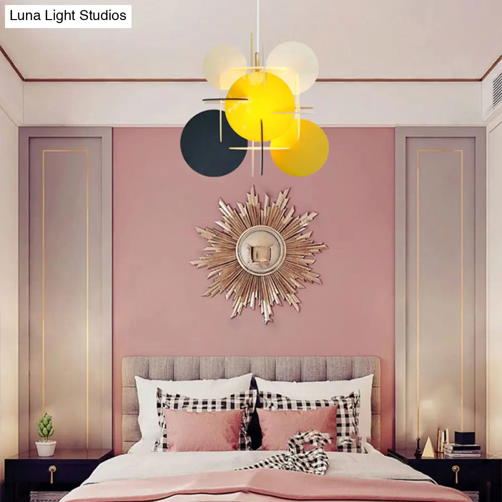 Modern Nordic Pendant Light With Colorful Acrylic Shade And Disc Ceiling Fixture