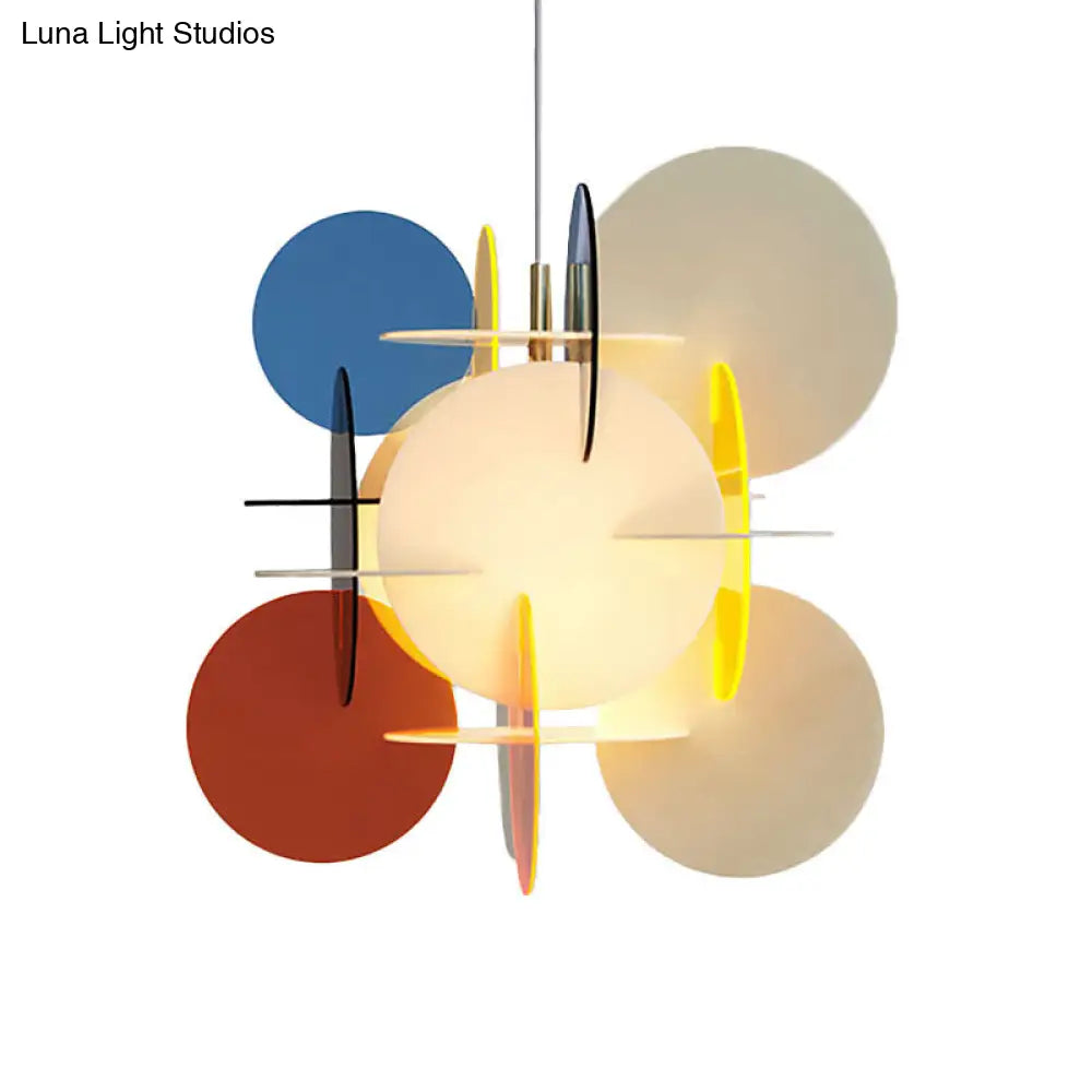 Modern Nordic Pendant Light With Colorful Acrylic Shade And Disc Ceiling Fixture