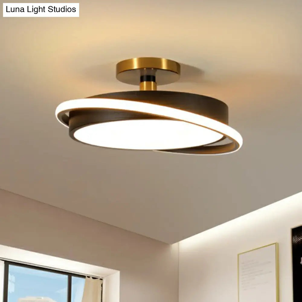 Nordic Acrylic Round Semi Flush Led Ceiling Light For Bedrooms