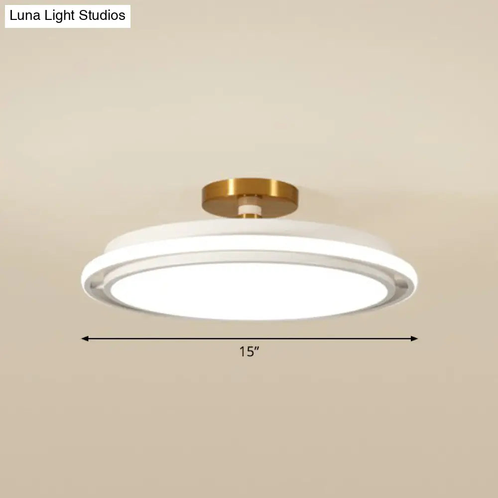 Nordic Acrylic Round Semi Flush Led Ceiling Light For Bedrooms