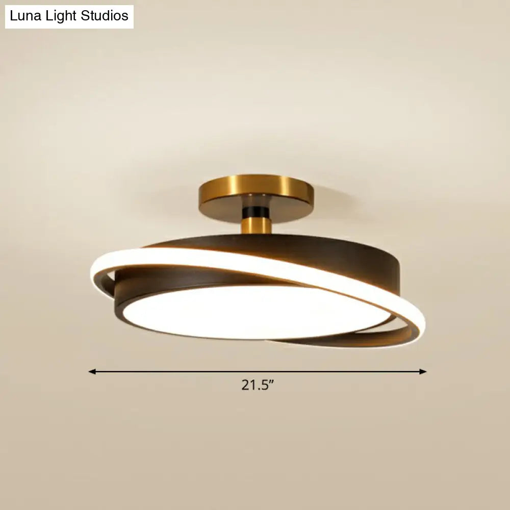 Nordic Acrylic Round Semi Flush Led Ceiling Light For Bedrooms