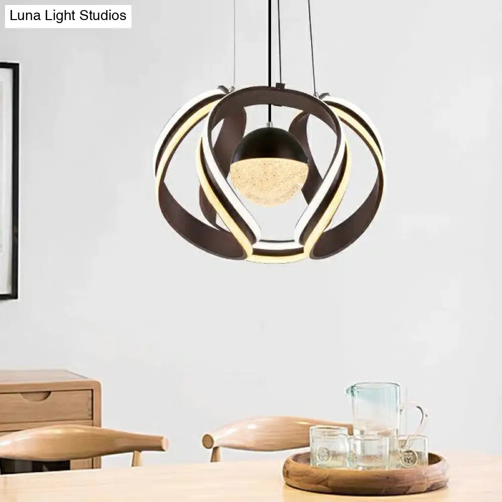 Nordic Acrylic Twist Dining Room Chandelier Pendant Light - Led Suspension Lamp Coffee