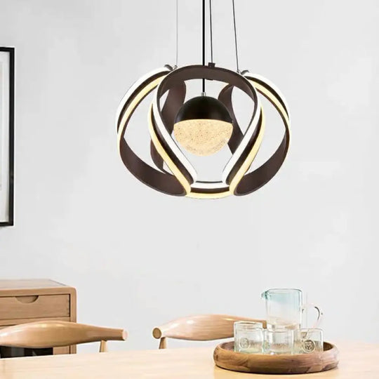 Nordic Acrylic Twist Pendant Led Chandelier - Dining Room Suspension Light Coffee