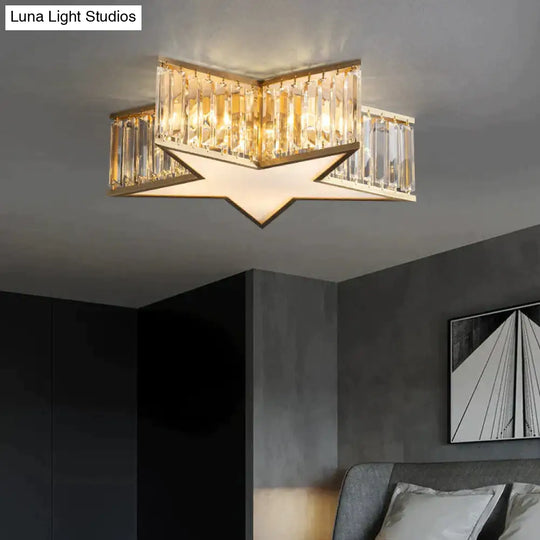 Nordic All-Copper Crystal Bedroom Study Room Lamp Ceiling