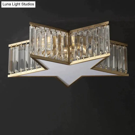 Nordic All-Copper Crystal Bedroom Study Room Lamp Ceiling