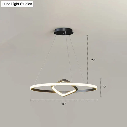 Modern Led Chandelier Nordic Aluminum Pendant Light For Dining Room Black / 16 Remote Control