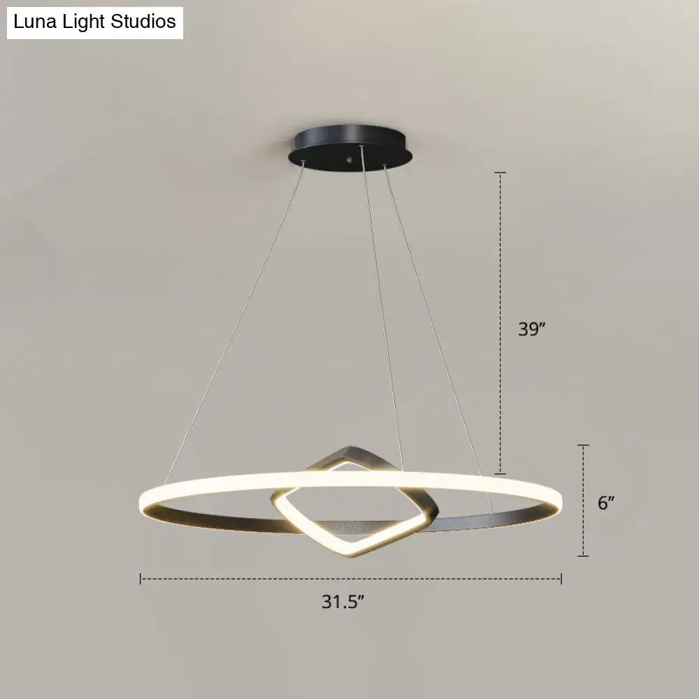 Modern Led Chandelier Nordic Aluminum Pendant Light For Dining Room Black / 31.5 Remote Control