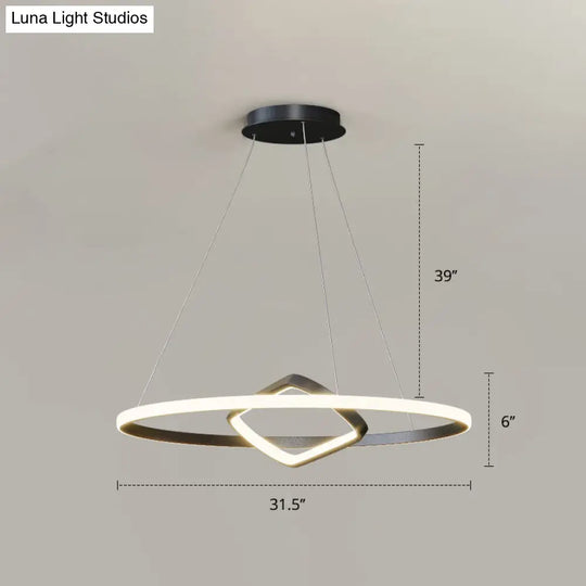 Modern Led Chandelier Nordic Aluminum Pendant Light For Dining Room Black / 31.5 Remote Control