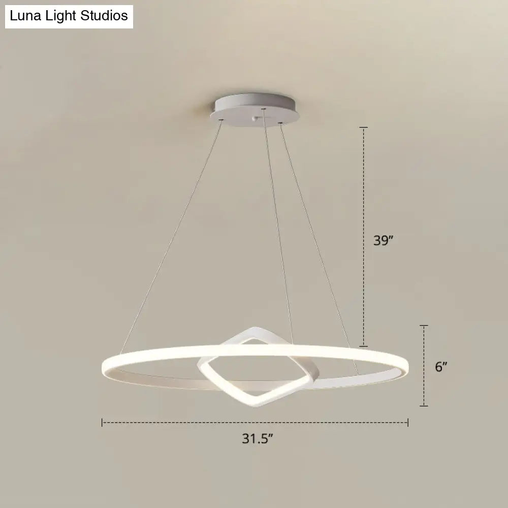 Modern Led Chandelier Nordic Aluminum Pendant Light For Dining Room White / 31.5 Warm