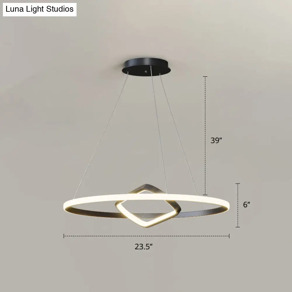 Modern Led Chandelier Nordic Aluminum Pendant Light For Dining Room Black / 23.5 Remote Control