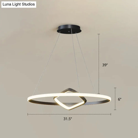 Modern Led Chandelier Nordic Aluminum Pendant Light For Dining Room Black / 31.5 Warm
