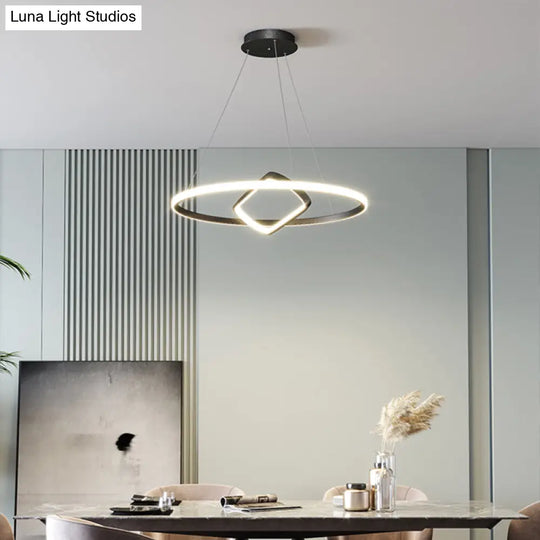 Nordic Aluminum Led Chandelier Pendant Light For Dining Room - Round & Square Design
