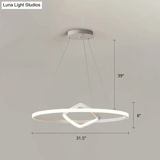 Modern Led Chandelier Nordic Aluminum Pendant Light For Dining Room White / 31.5 Remote Control