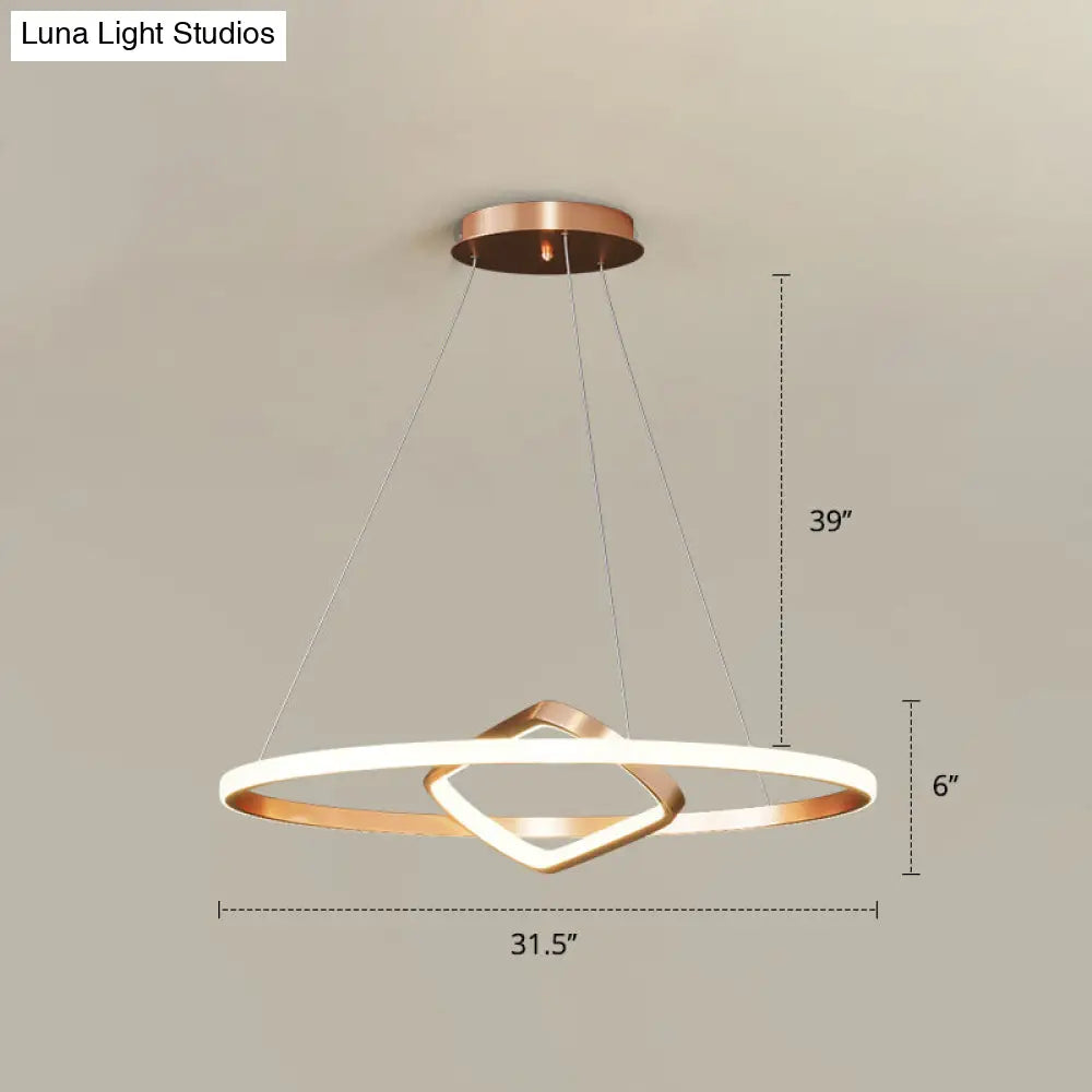 Modern Led Chandelier Nordic Aluminum Pendant Light For Dining Room Gold / 31.5 Warm