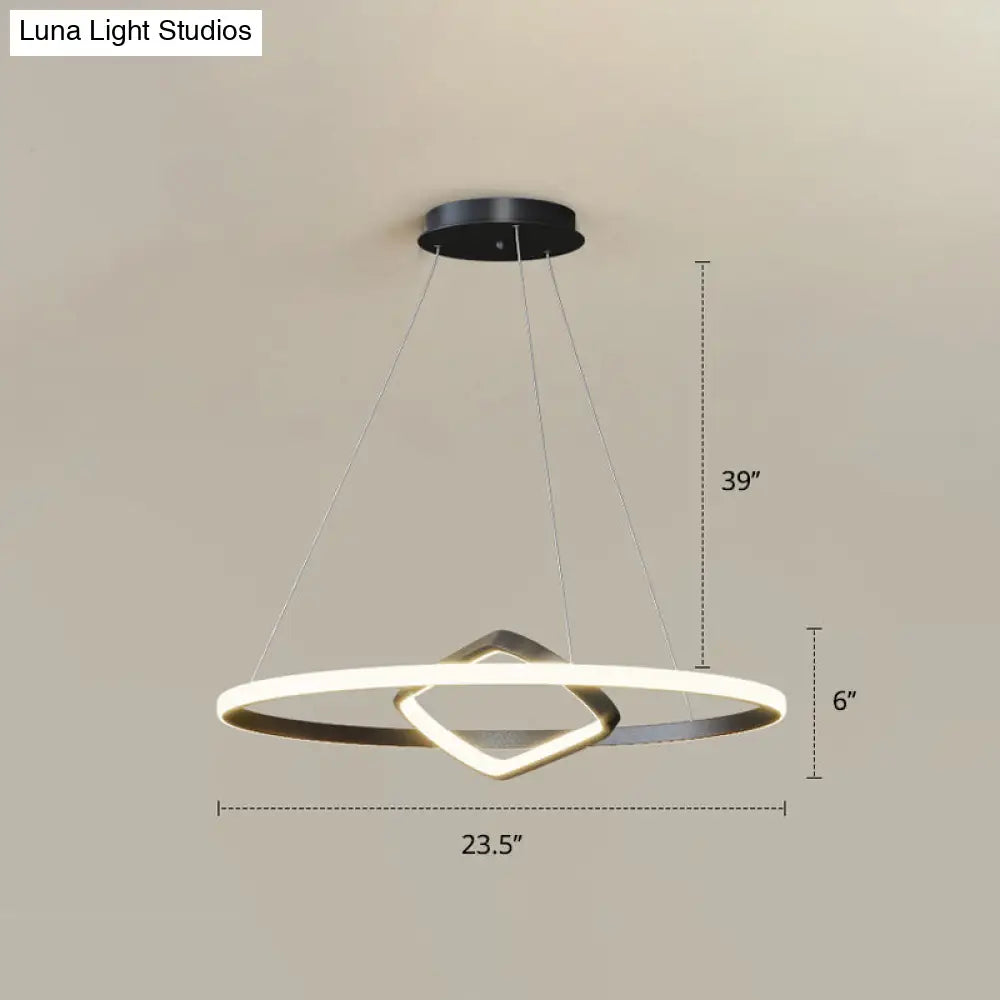 Modern Led Chandelier Nordic Aluminum Pendant Light For Dining Room Black / 23.5 Warm