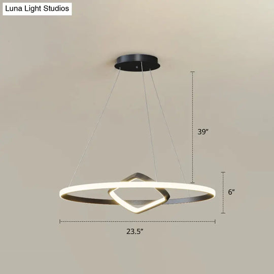 Modern Led Chandelier Nordic Aluminum Pendant Light For Dining Room Black / 23.5 Warm