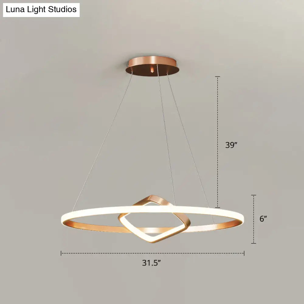 Modern Led Chandelier Nordic Aluminum Pendant Light For Dining Room Gold / 31.5 Remote Control