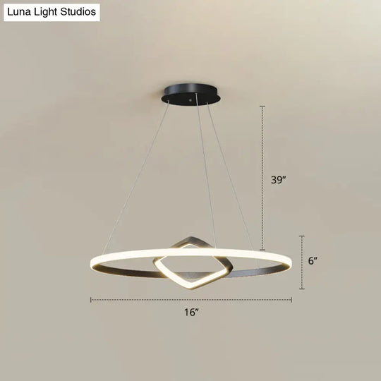Modern Led Chandelier Nordic Aluminum Pendant Light For Dining Room Black / 16 Warm
