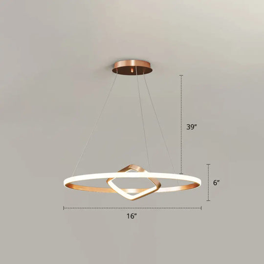 Nordic Aluminum Led Chandelier Pendant Light For Dining Room - Round & Square Design Gold / 16’