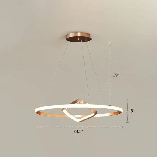 Nordic Aluminum Led Chandelier Pendant Light For Dining Room - Round & Square Design Gold / 23.5’