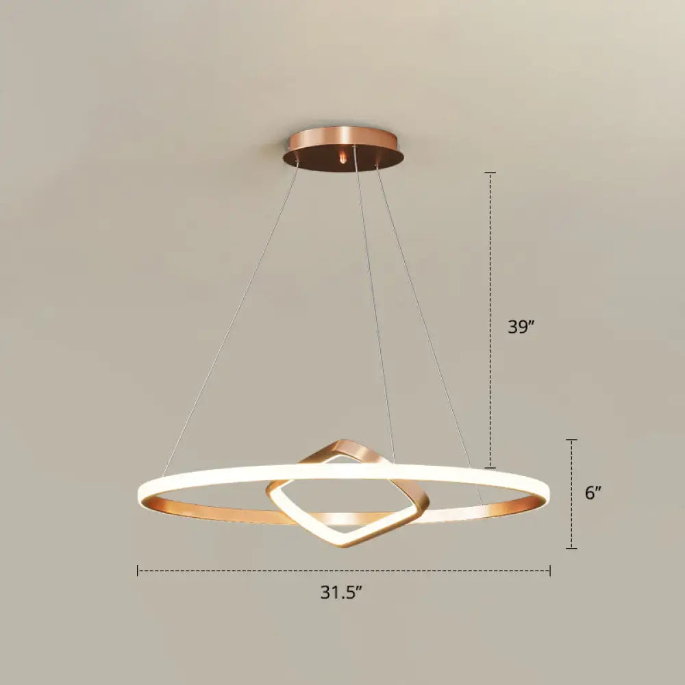 Nordic Aluminum Led Chandelier Pendant Light For Dining Room - Round & Square Design Gold / 31.5’