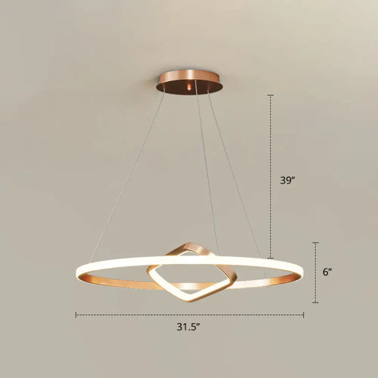Nordic Aluminum Led Chandelier Pendant Light For Dining Room - Round & Square Design Gold / 31.5’