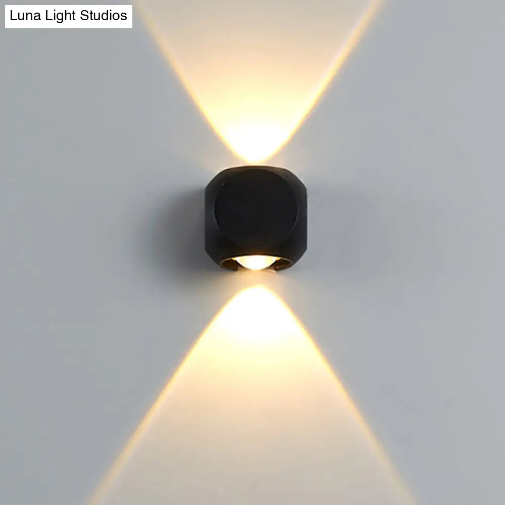 Nordic Aluminum Led Wall Lamp - Mini Cube Washer Sconce For Living Room (2/4-Head) In Black/White