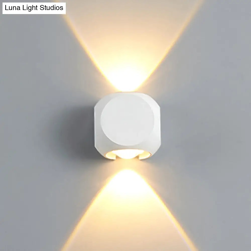 Nordic Aluminum Led Wall Lamp - Mini Cube Washer Sconce For Living Room (2/4-Head) In Black/White